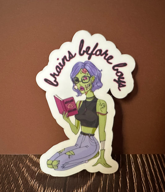 brains before boys • sticker